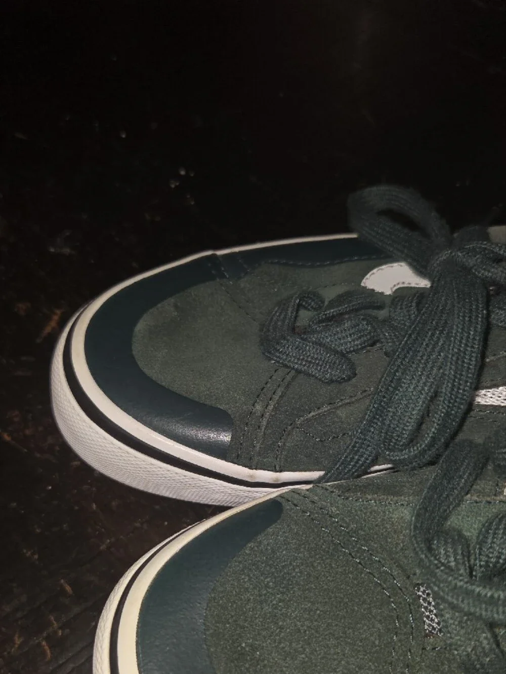 Youth Dark Green Suede Low-Top Sneakers with White Stripe